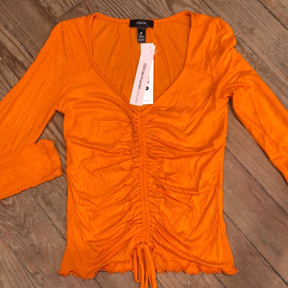 NWT Aqua Ruched Tie Top